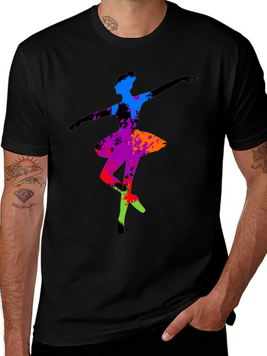 Abstract Ballerina Graphic Tee - Black