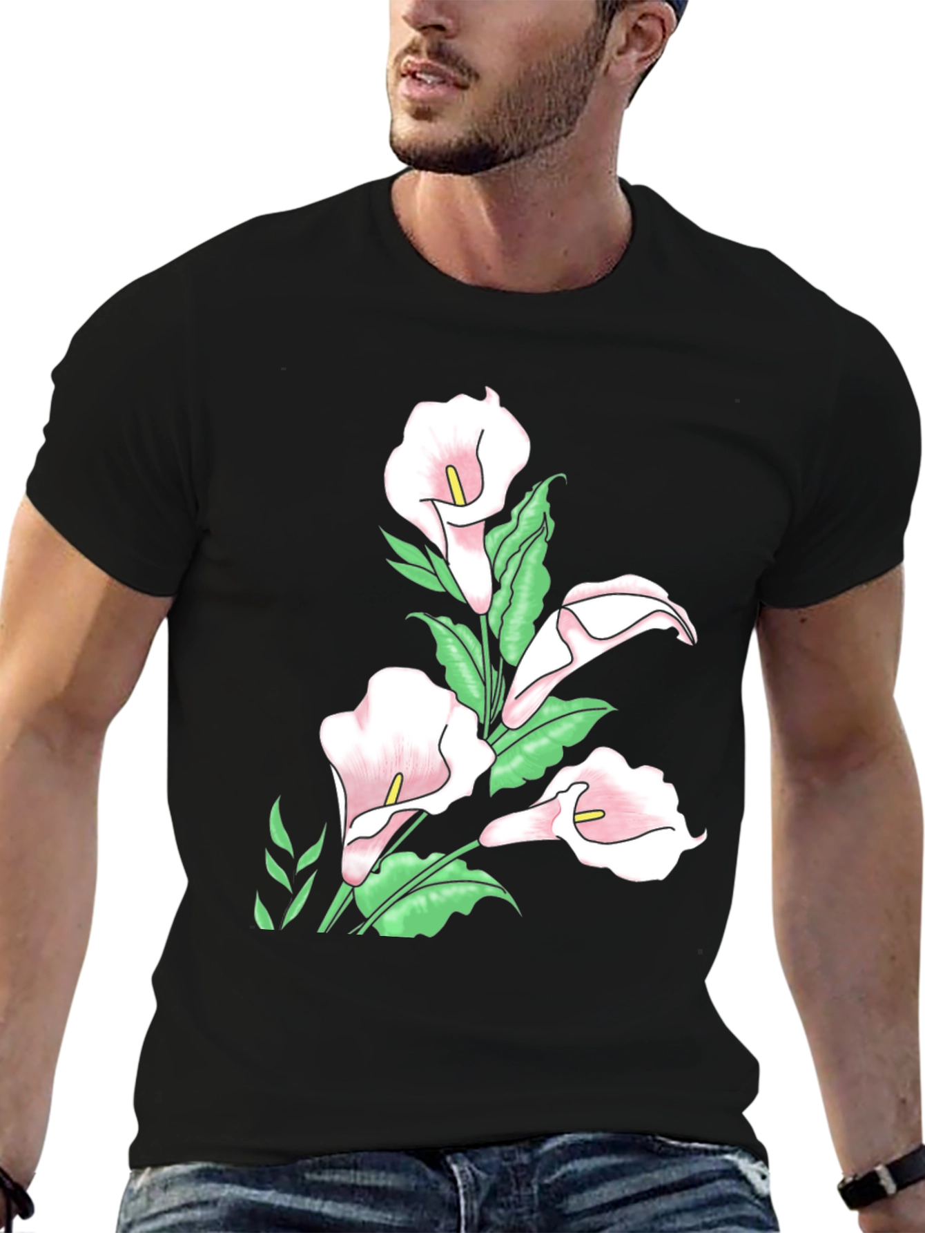 Black Floral Calla Lily T-Shirt