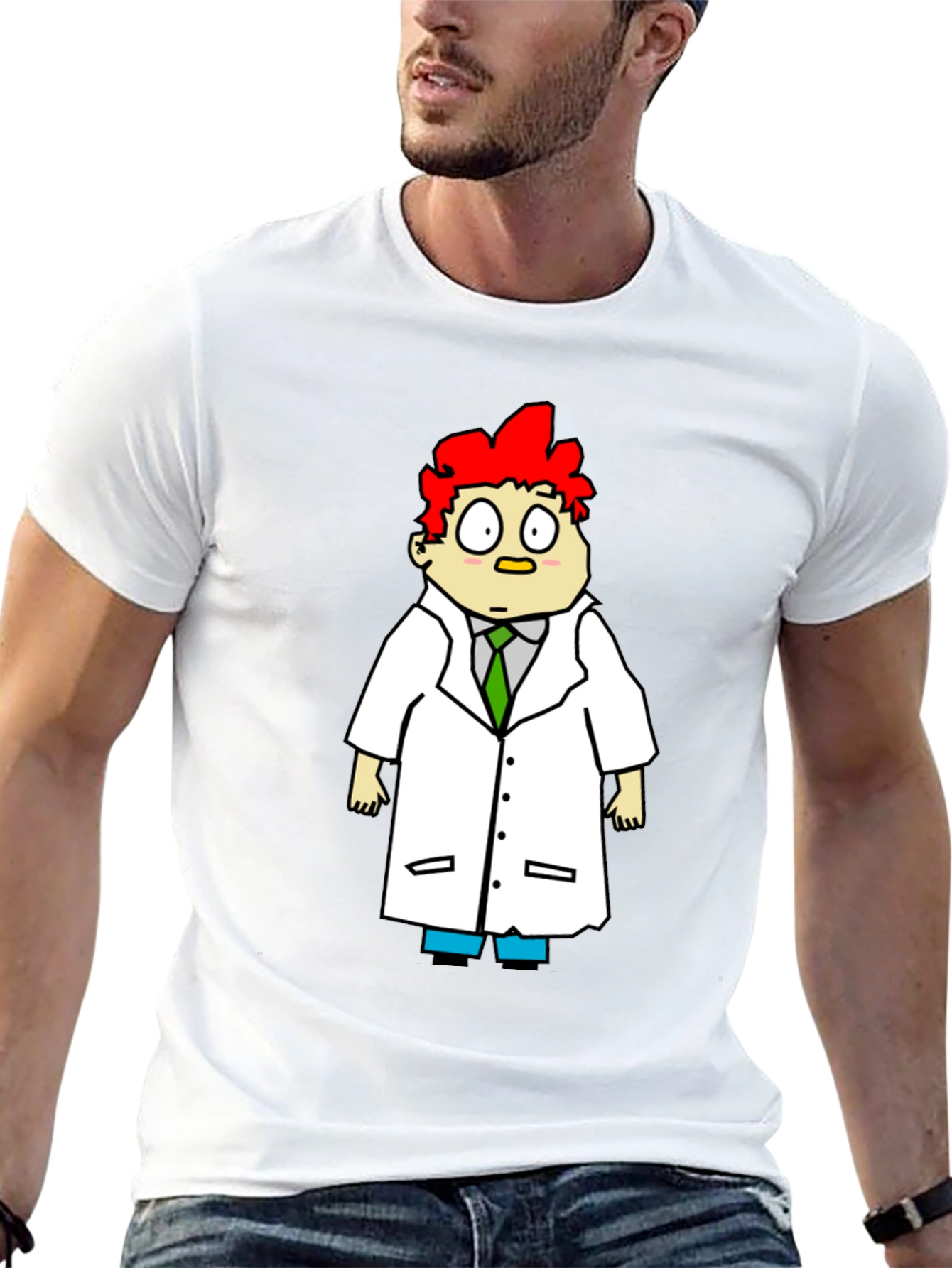 Scientist Cartoon Graphic Black T-Shirt