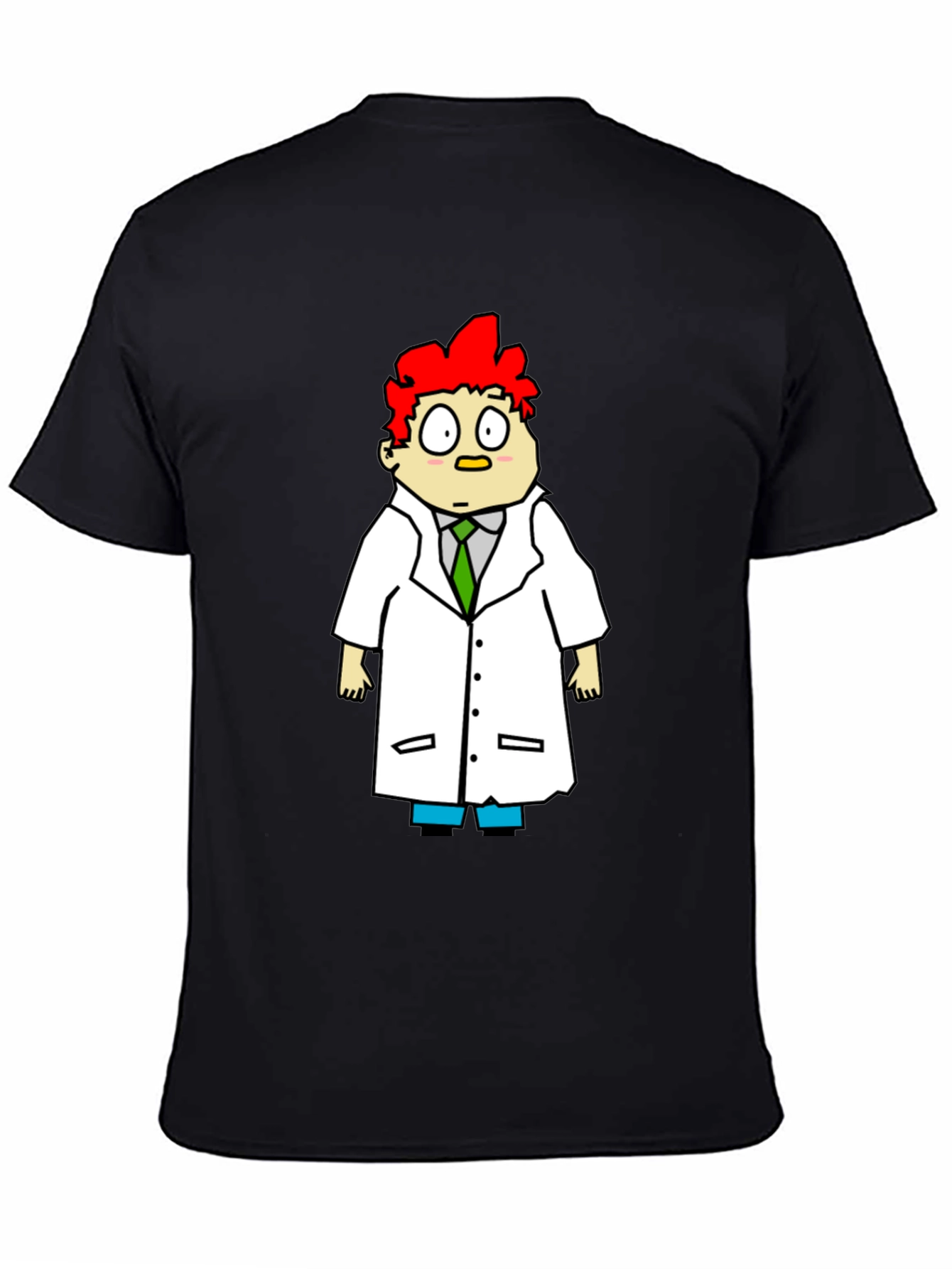 Scientist Cartoon Graphic Black T-Shirt