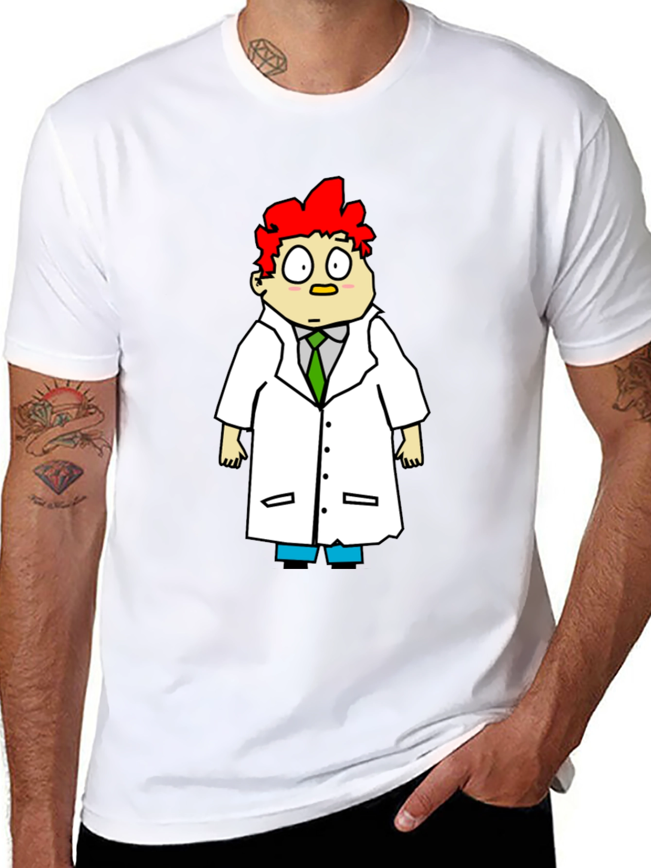 Scientist Cartoon Graphic Black T-Shirt