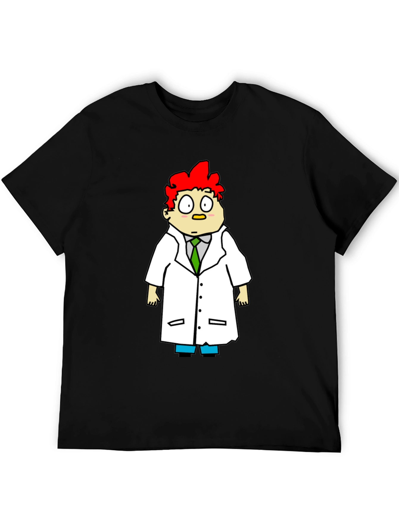 Scientist Cartoon Graphic Black T-Shirt