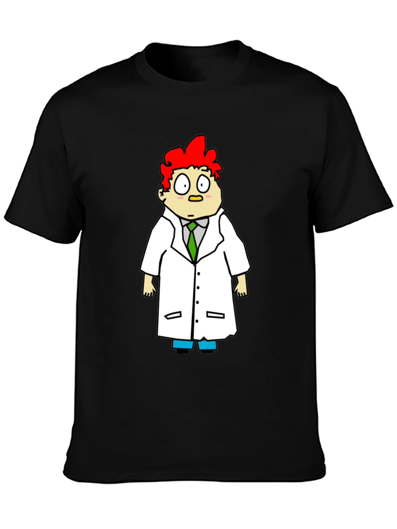 Scientist Cartoon Graphic Black T-Shirt