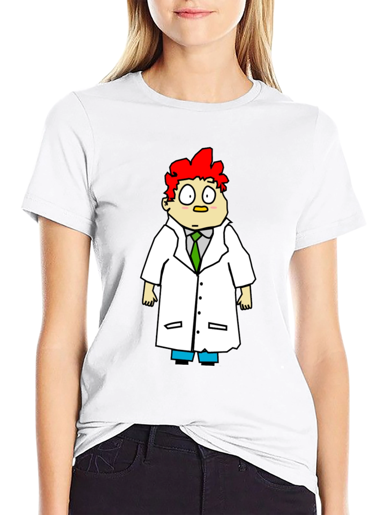 Scientist Cartoon Graphic Black T-Shirt