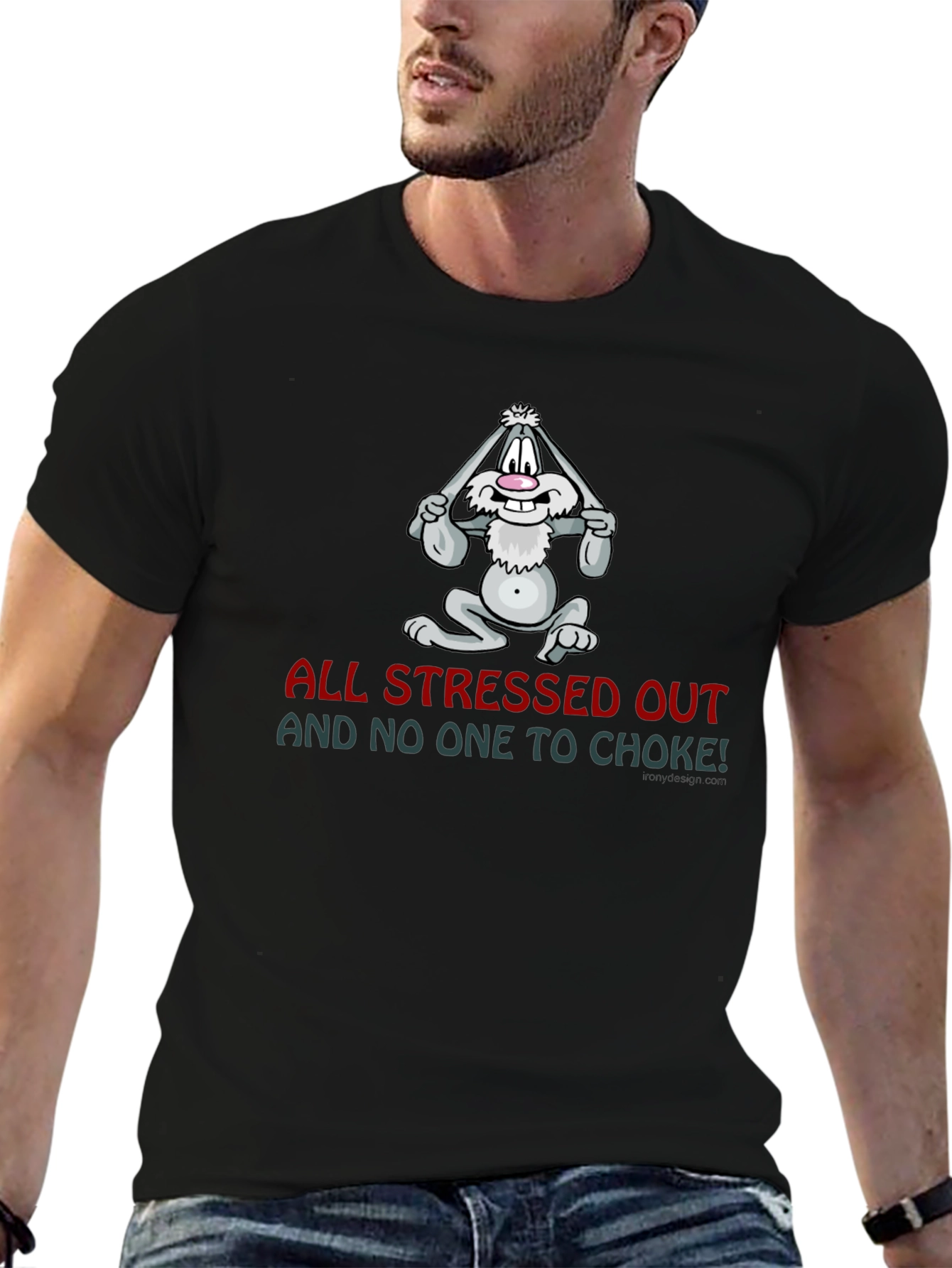 Stressed Out Bunny Graphic Tee - Funny T-Shirt