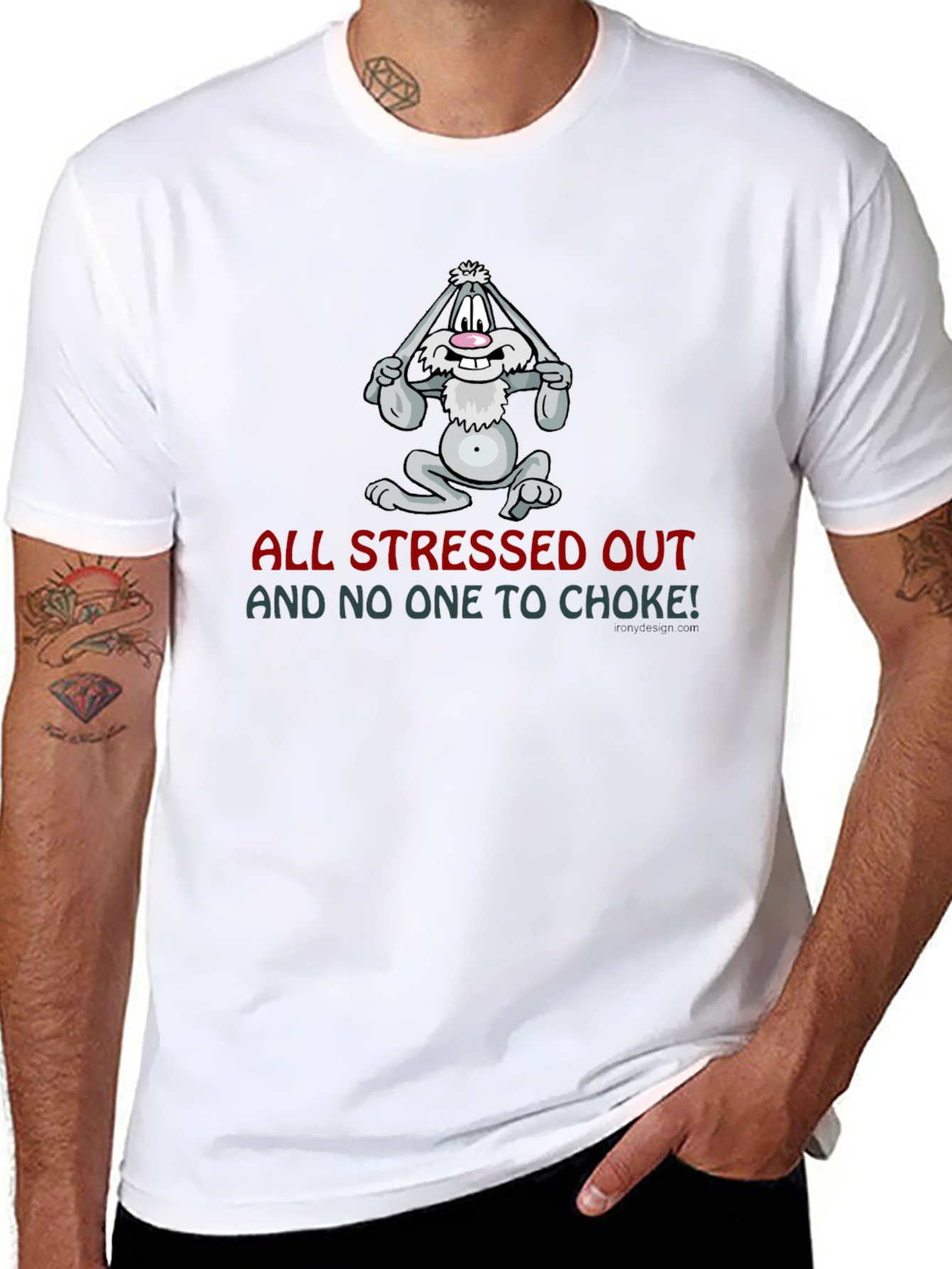 Stressed Out Bunny Graphic Tee - Funny T-Shirt