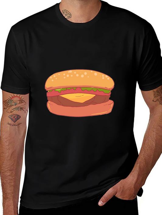 Burger Graphic Black T-Shirt - Casual Wear