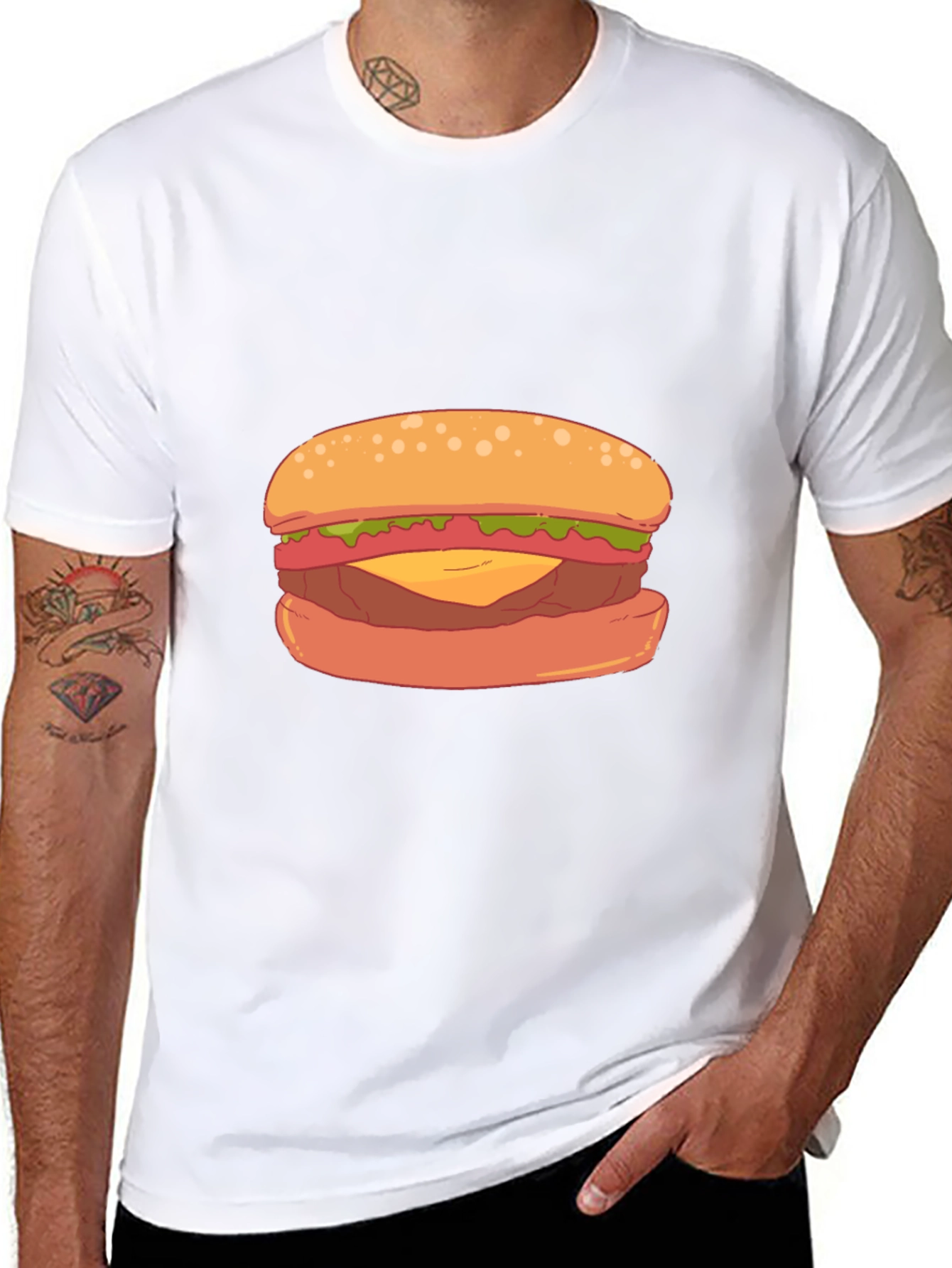 Burger Graphic Black T-Shirt - Casual Wear