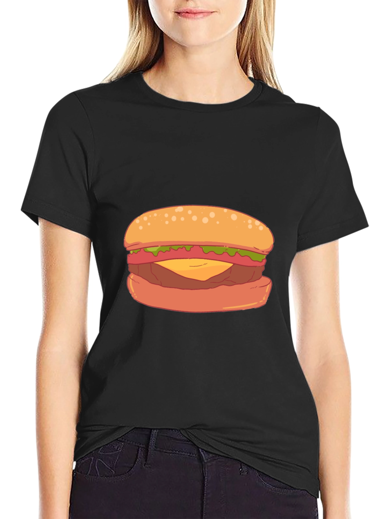 Burger Graphic Black T-Shirt - Casual Wear