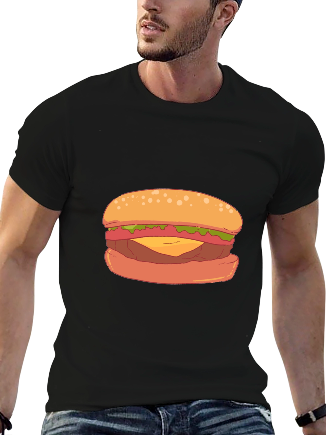 Burger Graphic Black T-Shirt - Casual Wear
