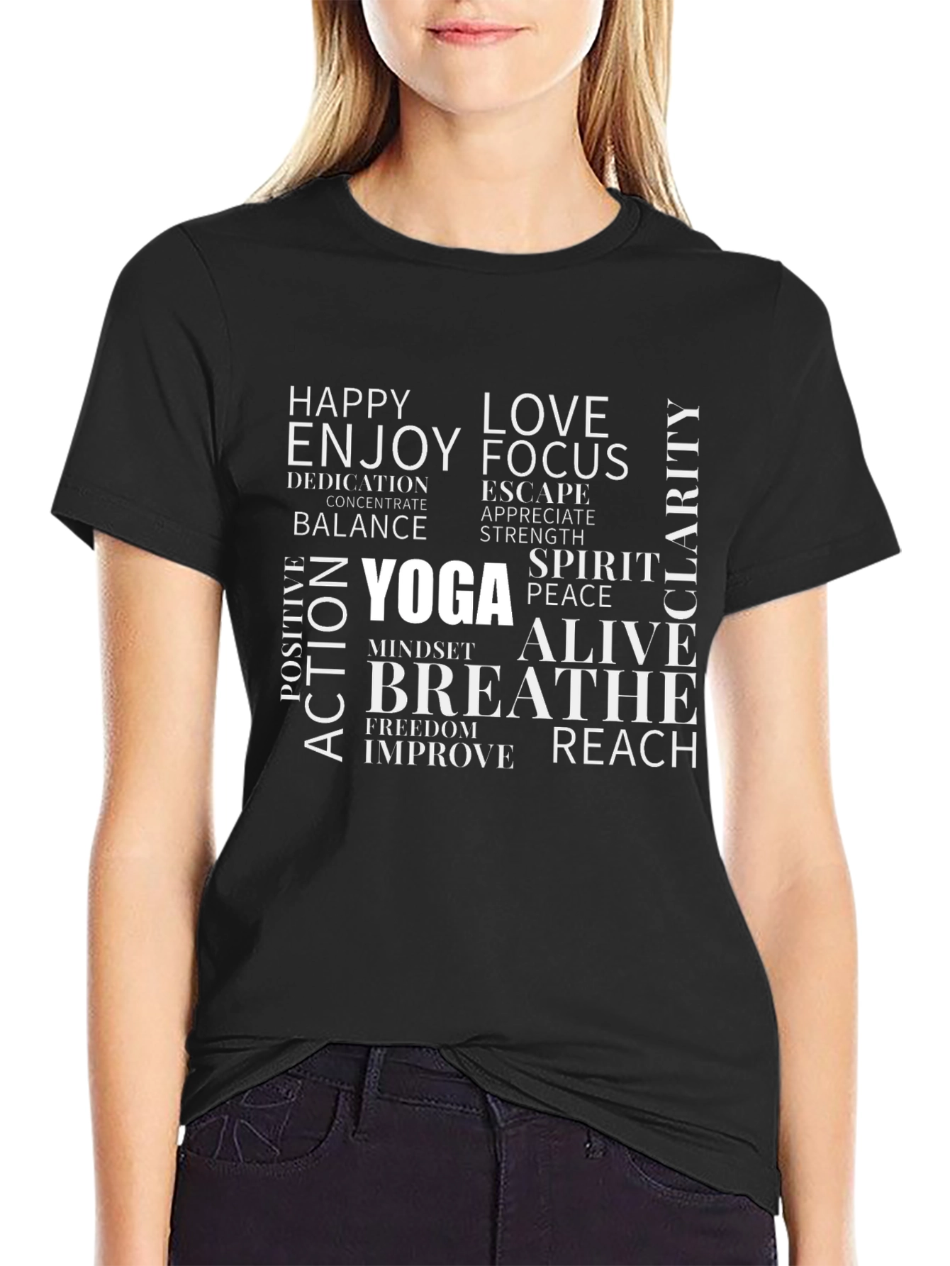 Yoga Inspired Word Art Graphic T-Shirt