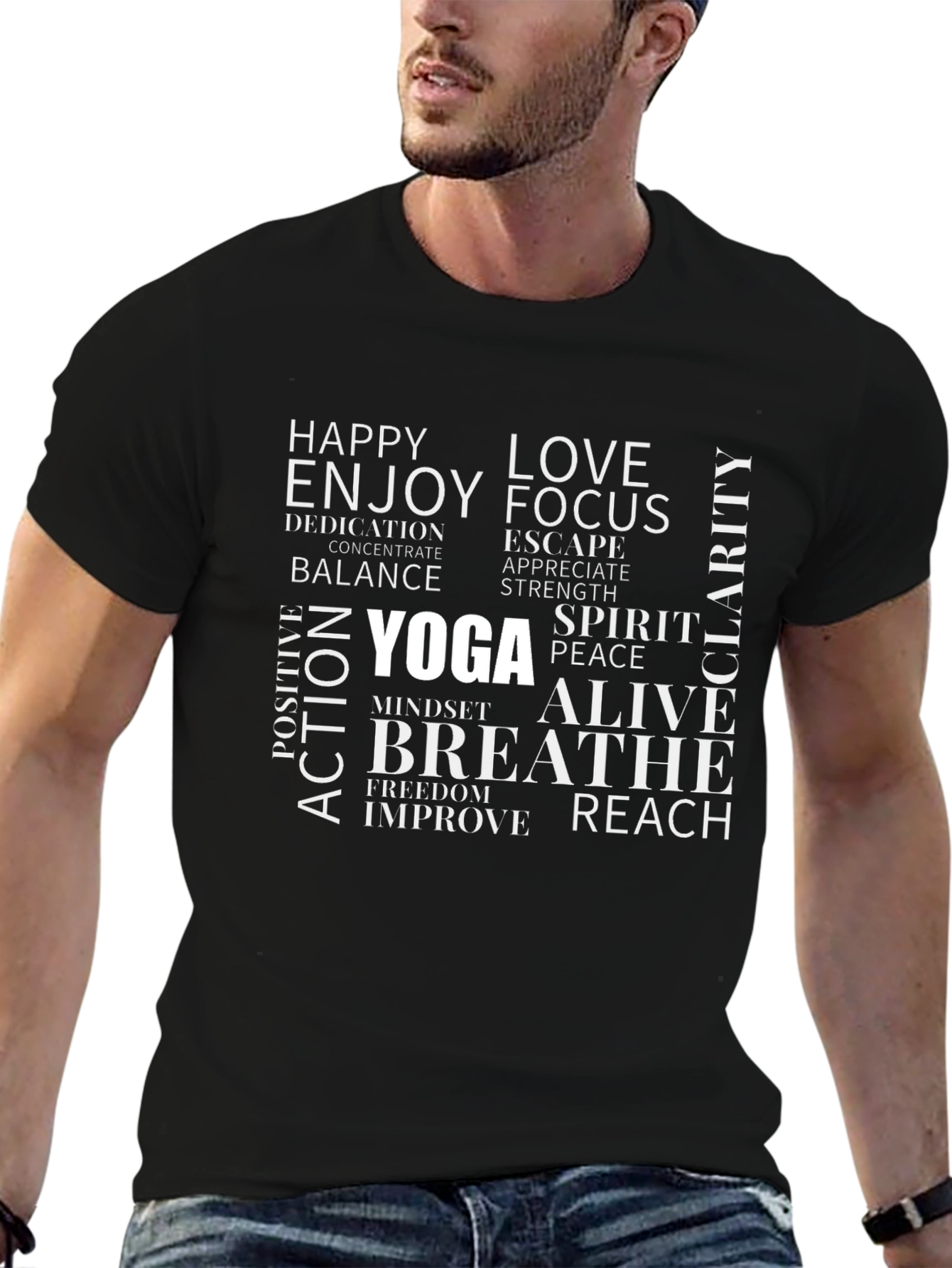 Yoga Inspired Word Art Graphic T-Shirt