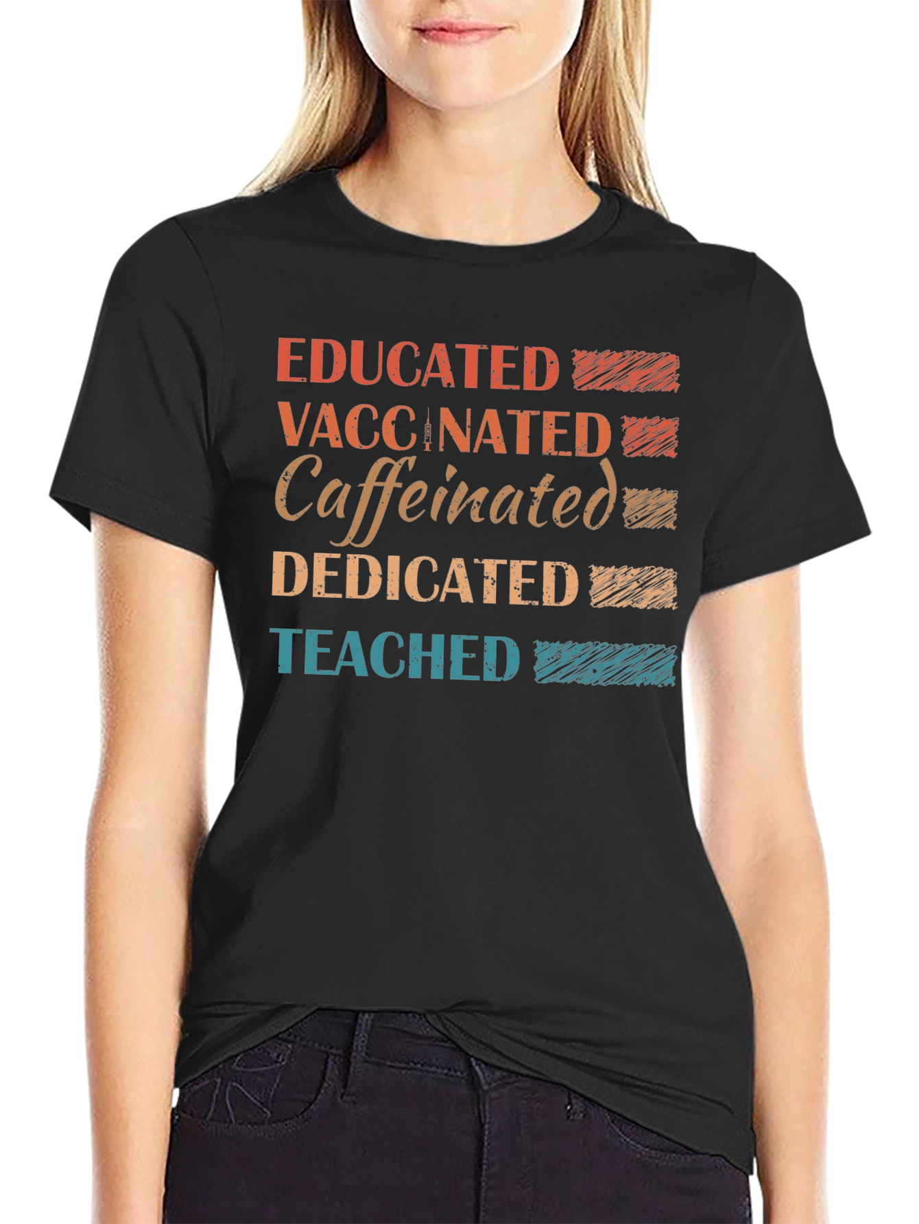 Educated Vaccinated Caffeinated Dedicated T-Shirt