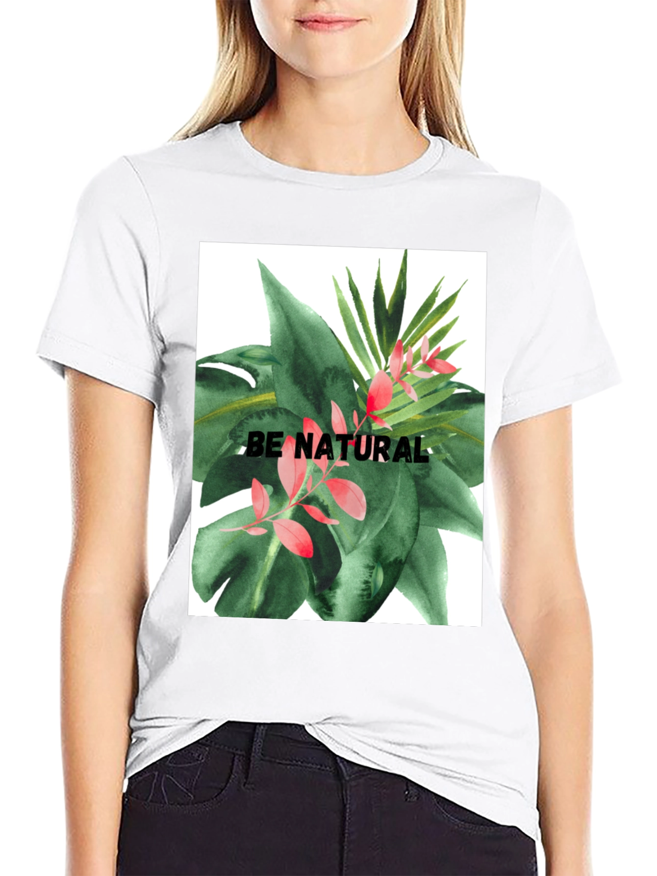 Be Natural Graphic Tee - Tropical Plant Design
