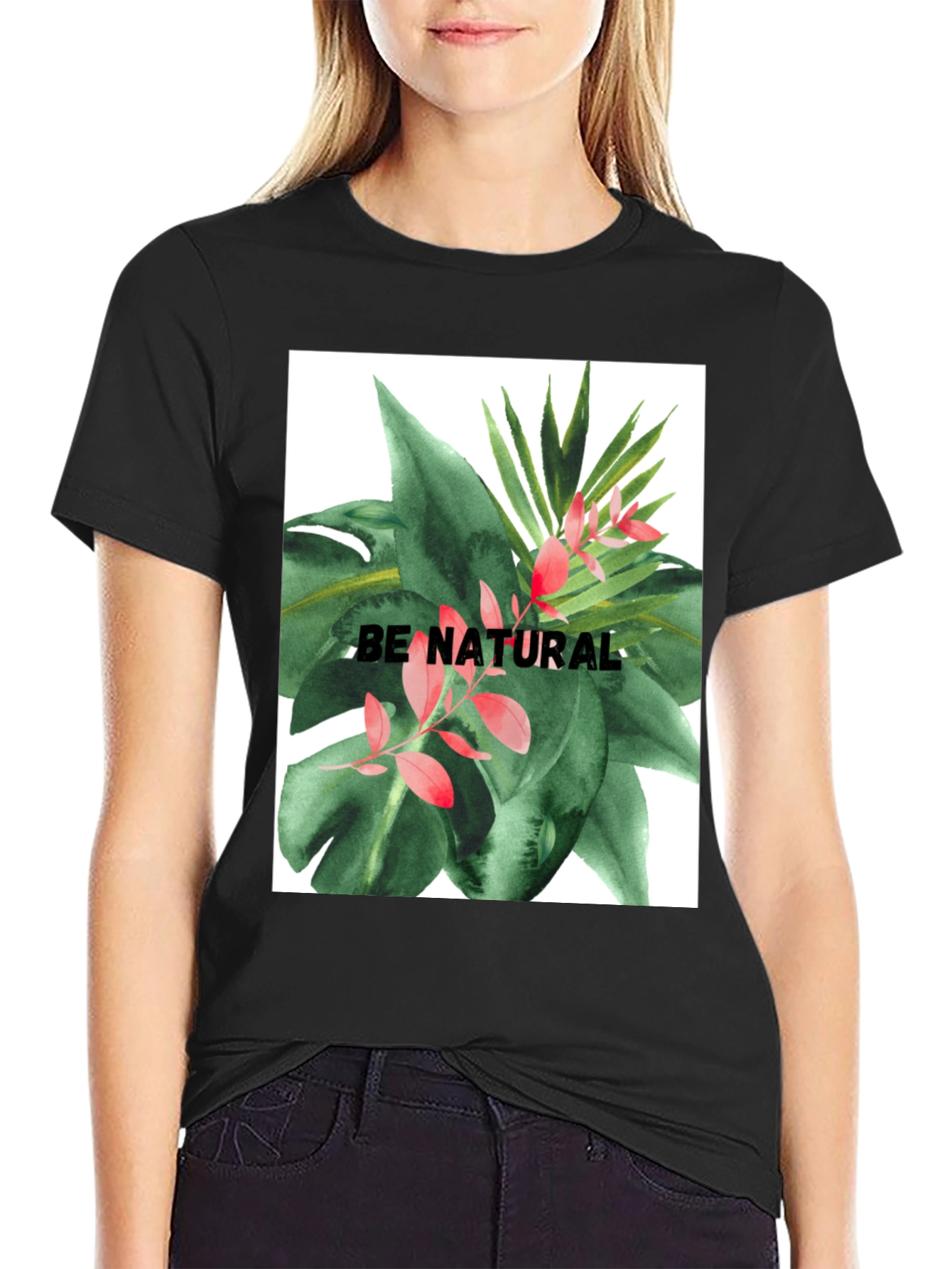 Be Natural Graphic Tee - Tropical Plant Design