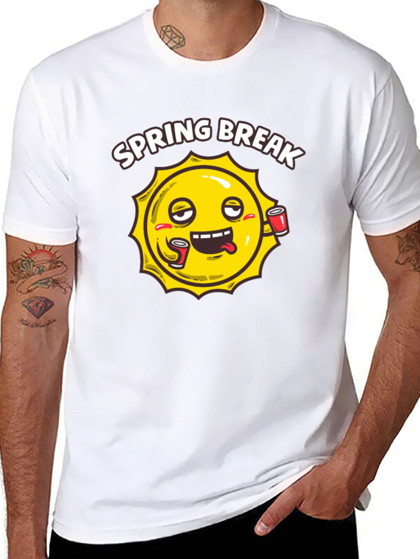 Spring Break Sun Graphic Black T-Shirt