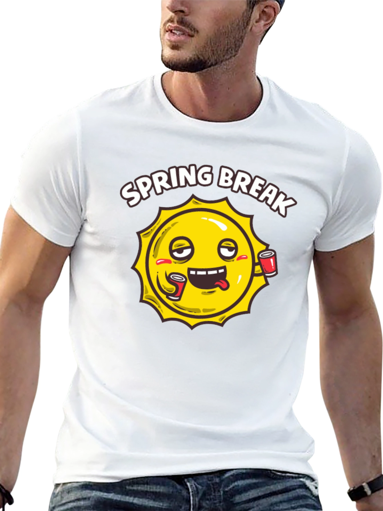 Spring Break Sun Graphic Black T-Shirt