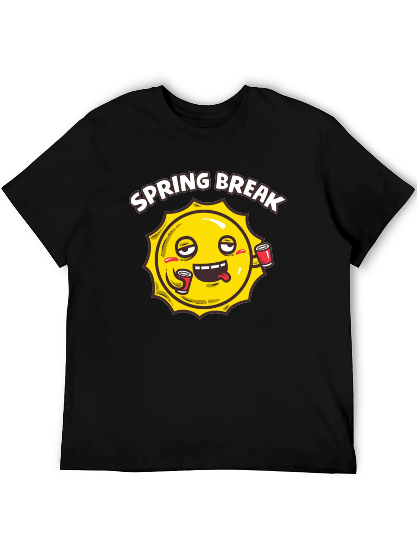 Spring Break Sun Graphic Black T-Shirt