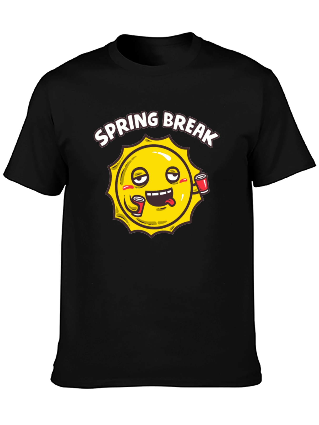 Spring Break Sun Graphic Black T-Shirt