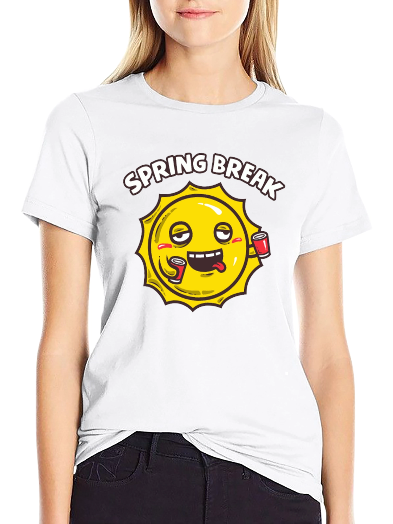 Spring Break Sun Graphic Black T-Shirt