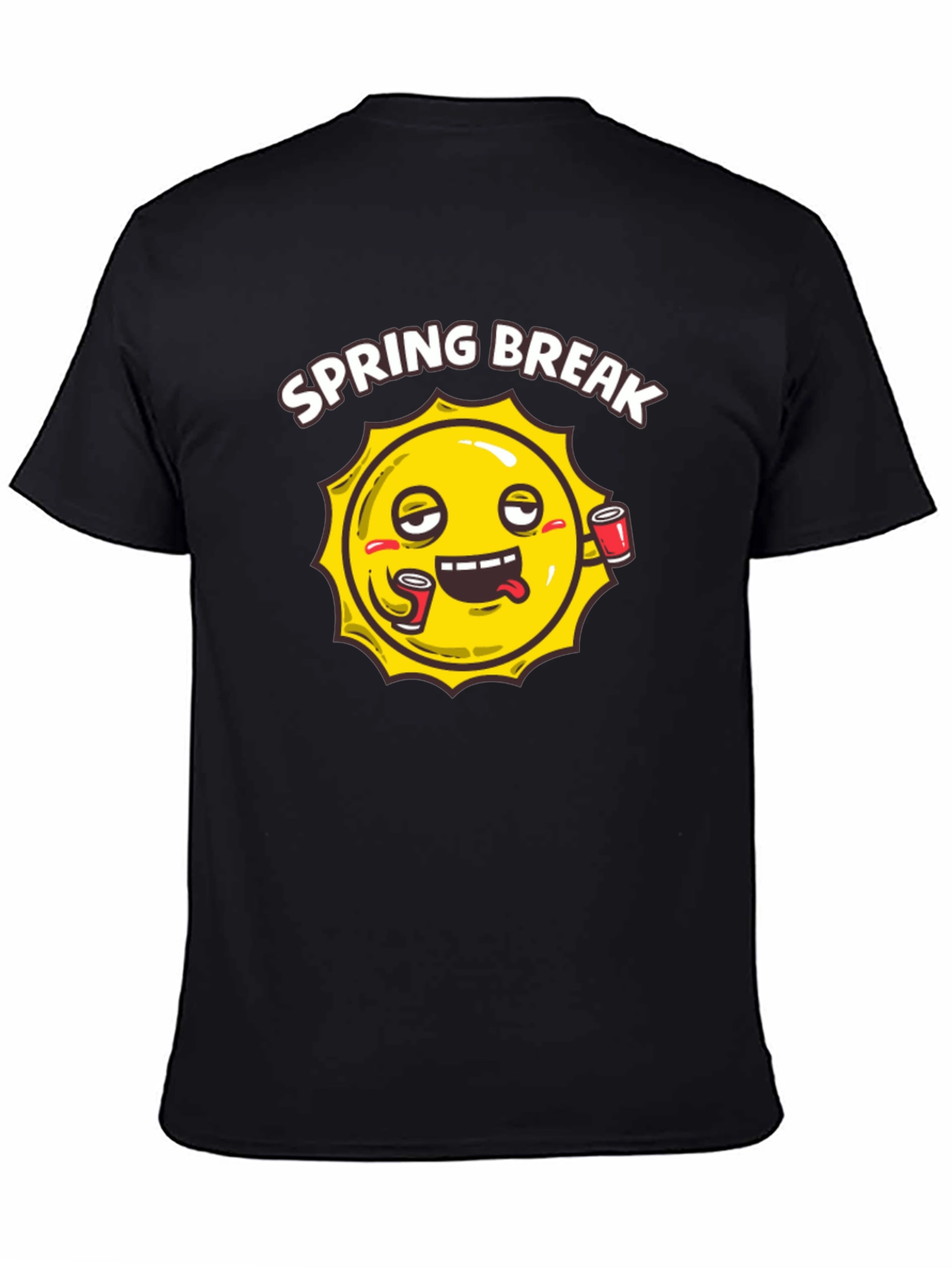 Spring Break Sun Graphic Black T-Shirt