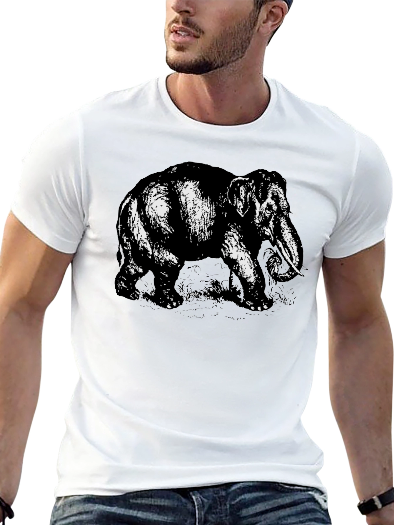 Elephant Graphic Tee - Bold Black Cotton