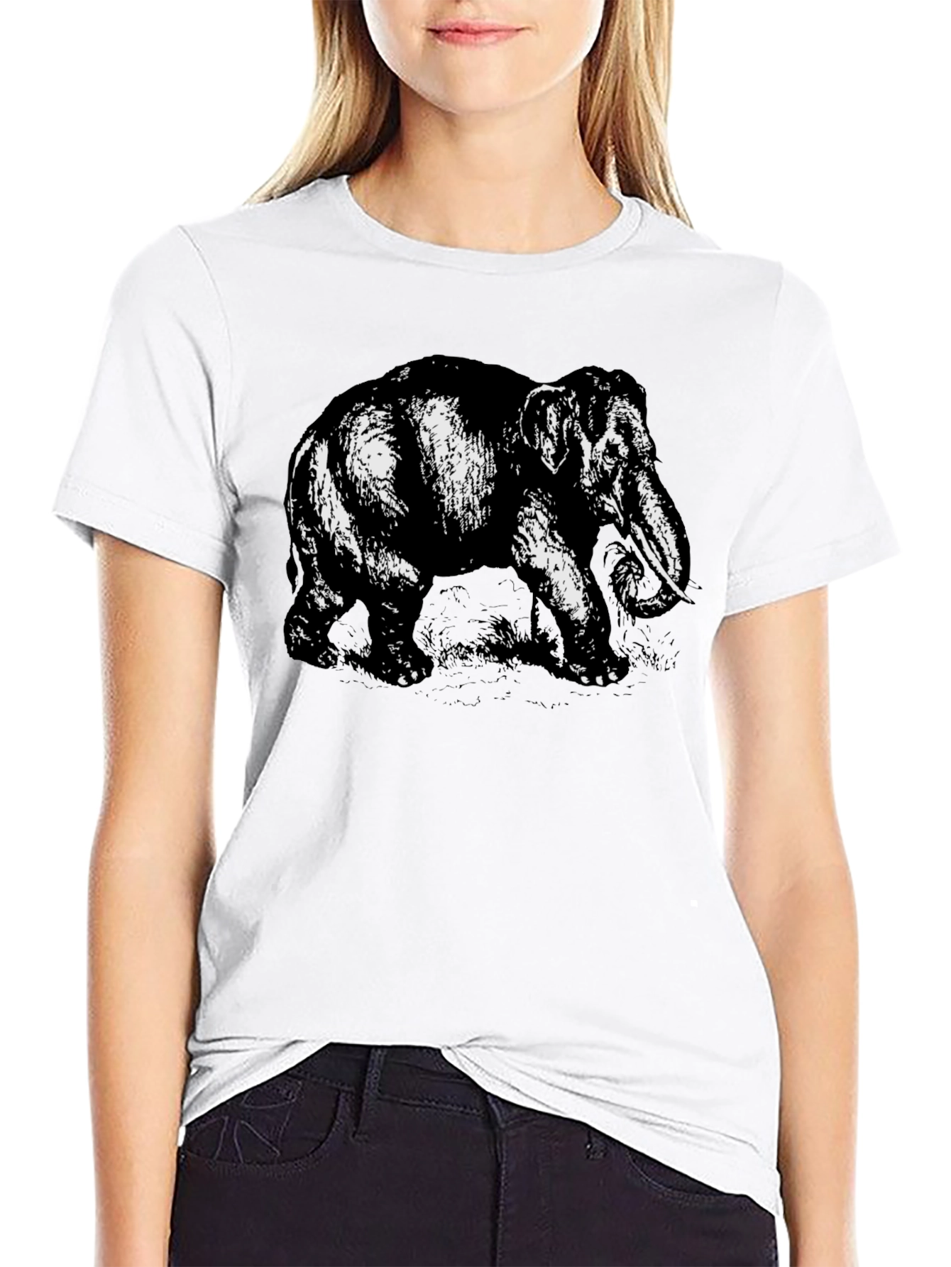 Elephant Graphic Tee - Bold Black Cotton