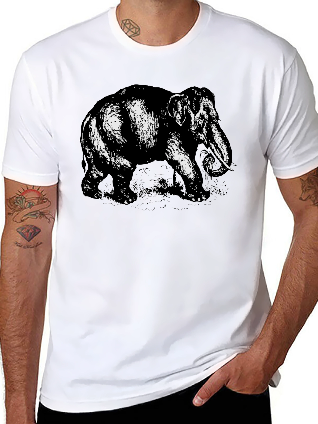 Elephant Graphic Tee - Bold Black Cotton