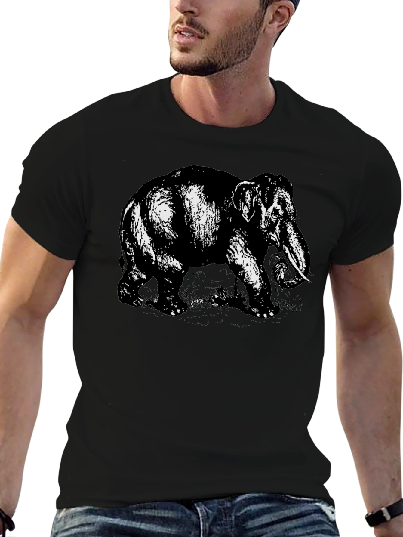Elephant Graphic Tee - Bold Black Cotton