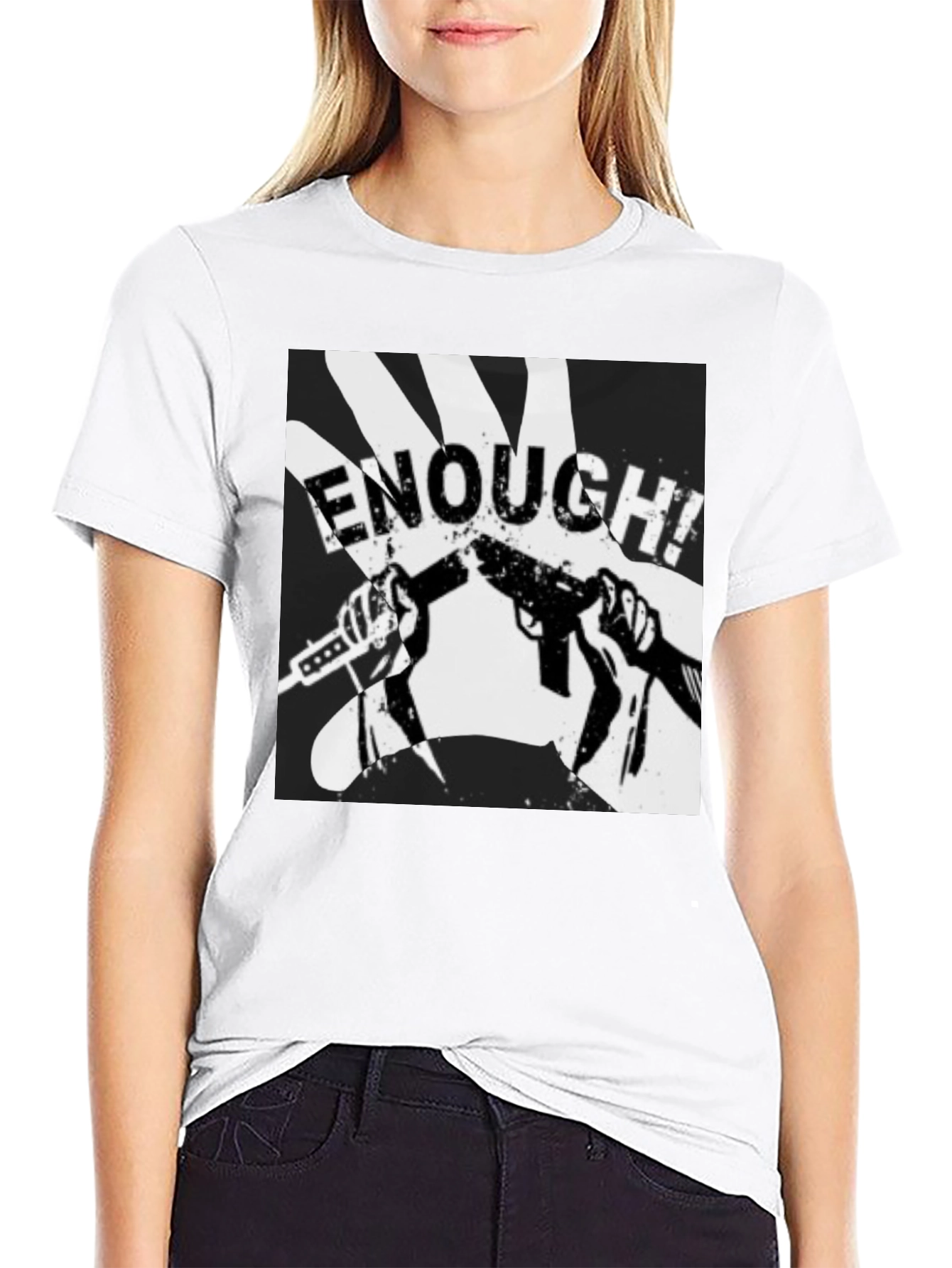Enough! Graphic Tee - Black Cotton Blend