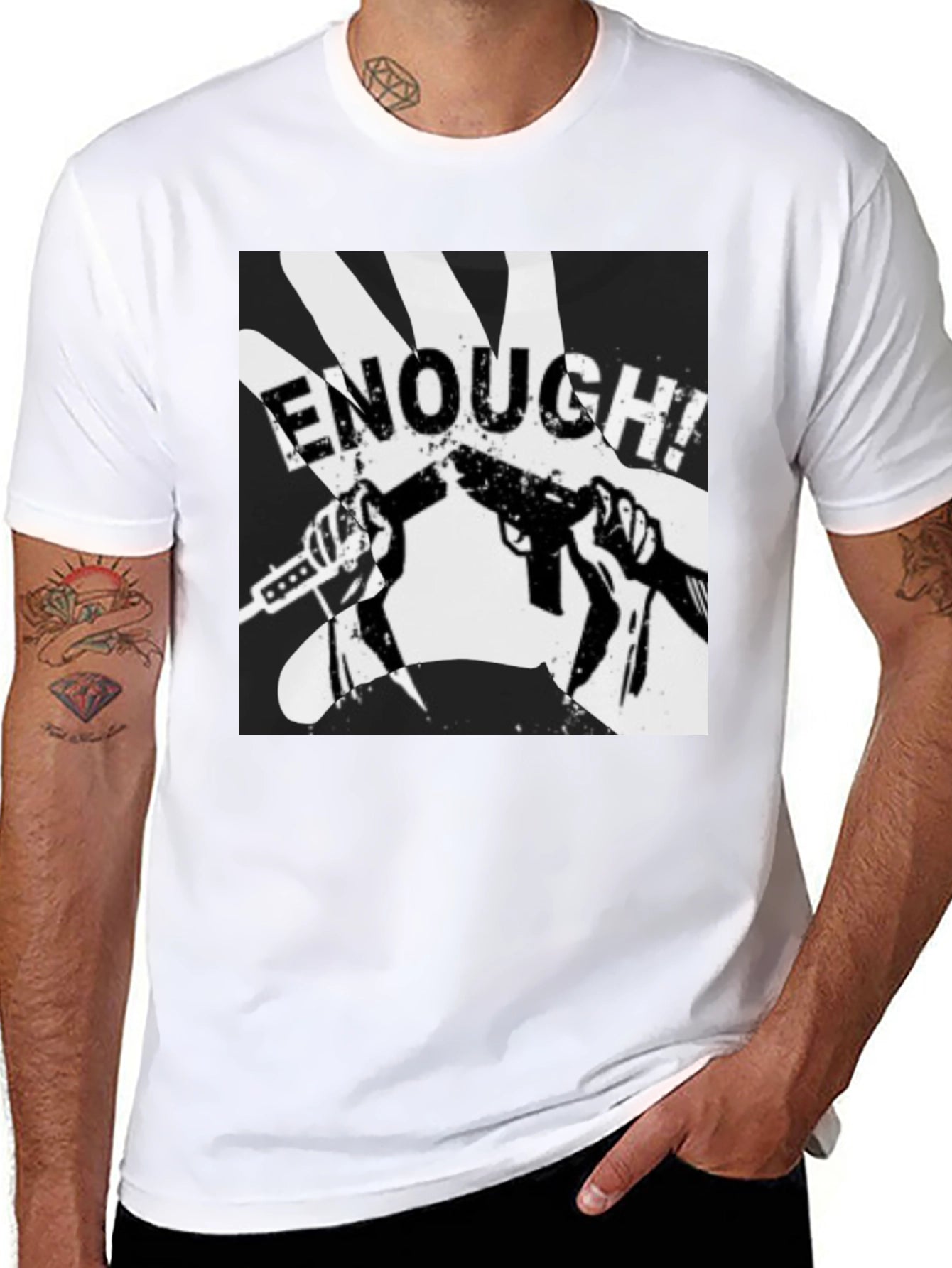Enough! Graphic Tee - Black Cotton Blend