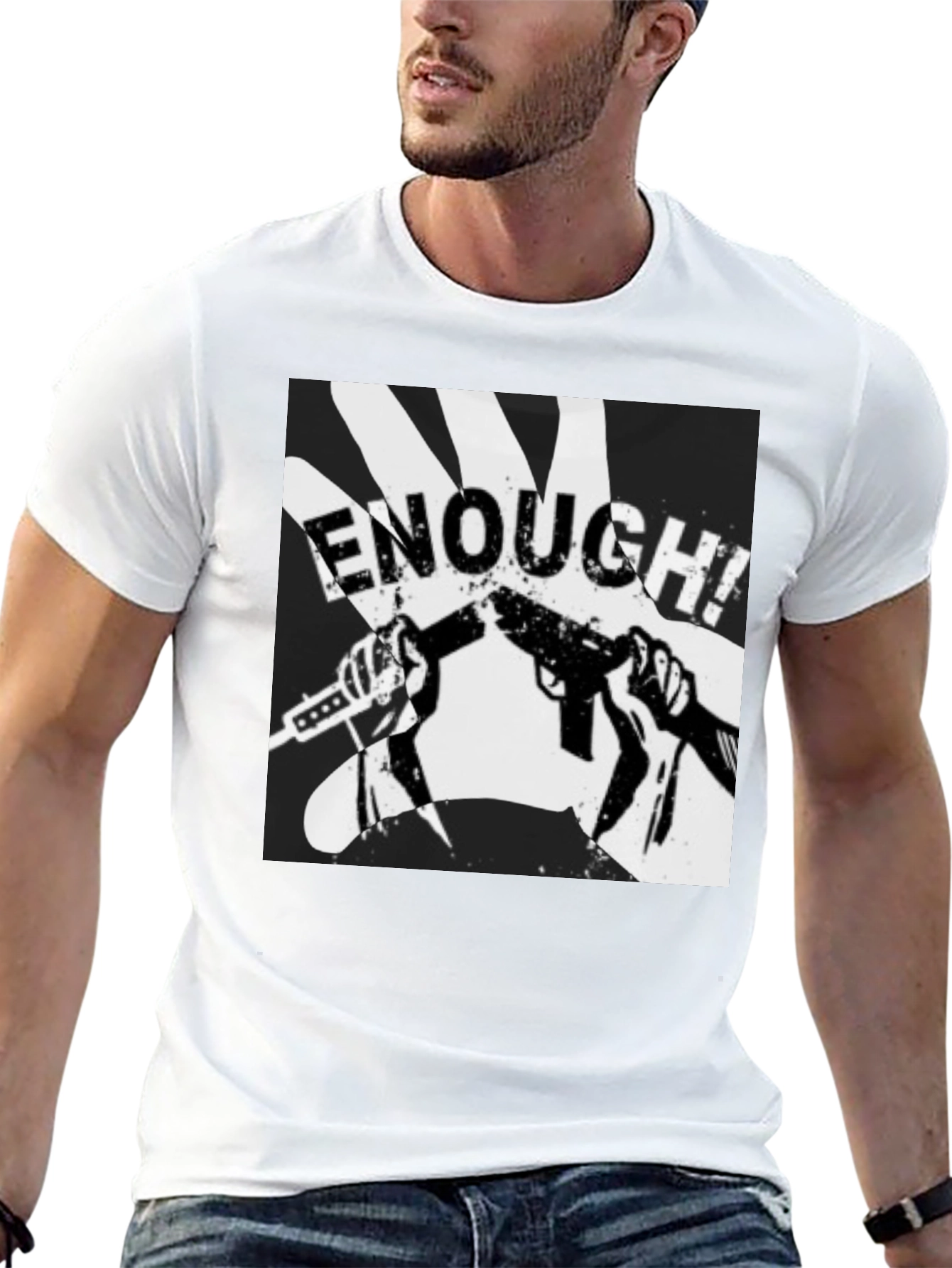 Enough! Graphic Tee - Black Cotton Blend