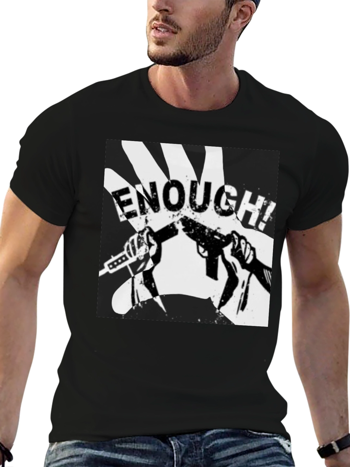 Enough! Graphic Tee - Black Cotton Blend
