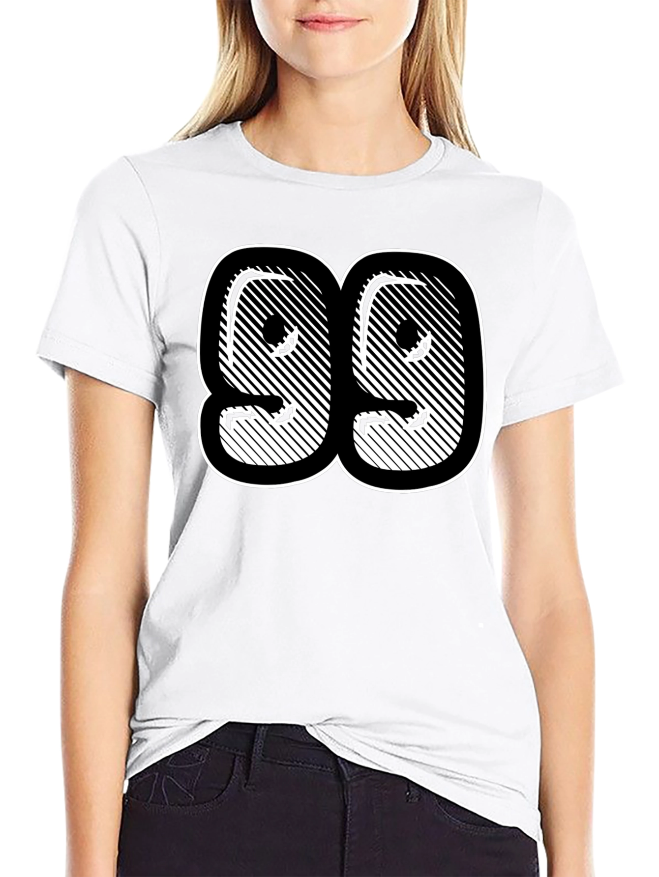 Black T-Shirt with Bold Number 99 Graphic