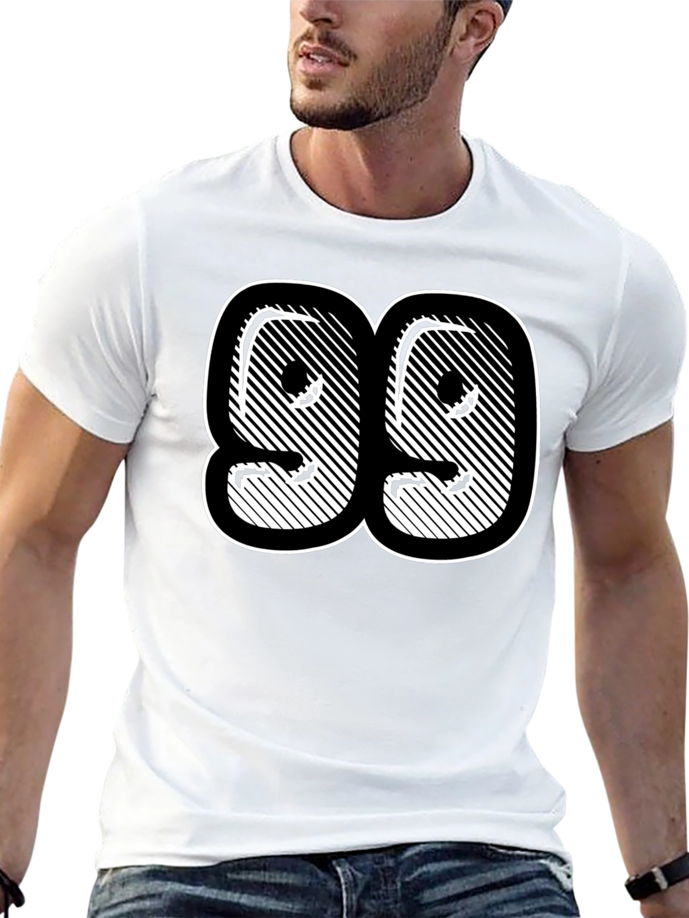 Black T-Shirt with Bold Number 99 Graphic