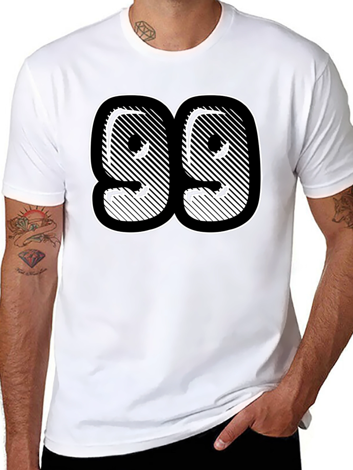 Black T-Shirt with Bold Number 99 Graphic