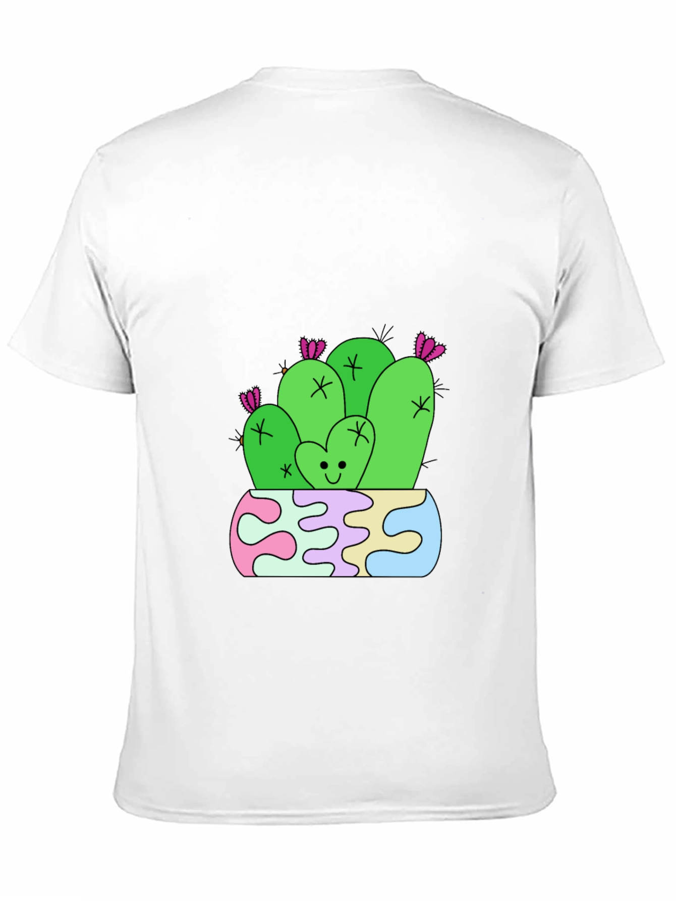 Cute Cactus Graphic Tee - Black Cotton T-Shirt