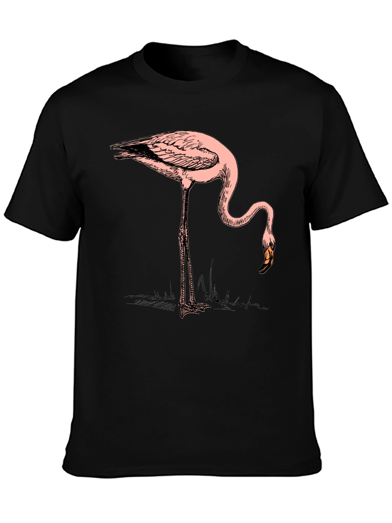Black T-Shirt with Flamingo Graphic