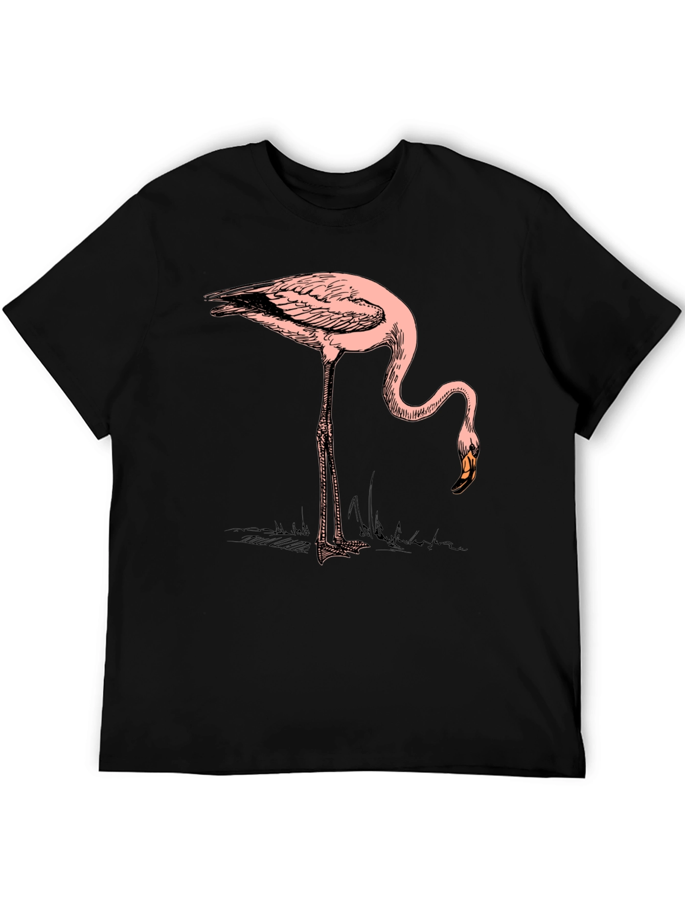 Black T-Shirt with Flamingo Graphic