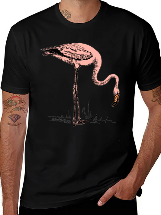 Black T-Shirt with Flamingo Graphic