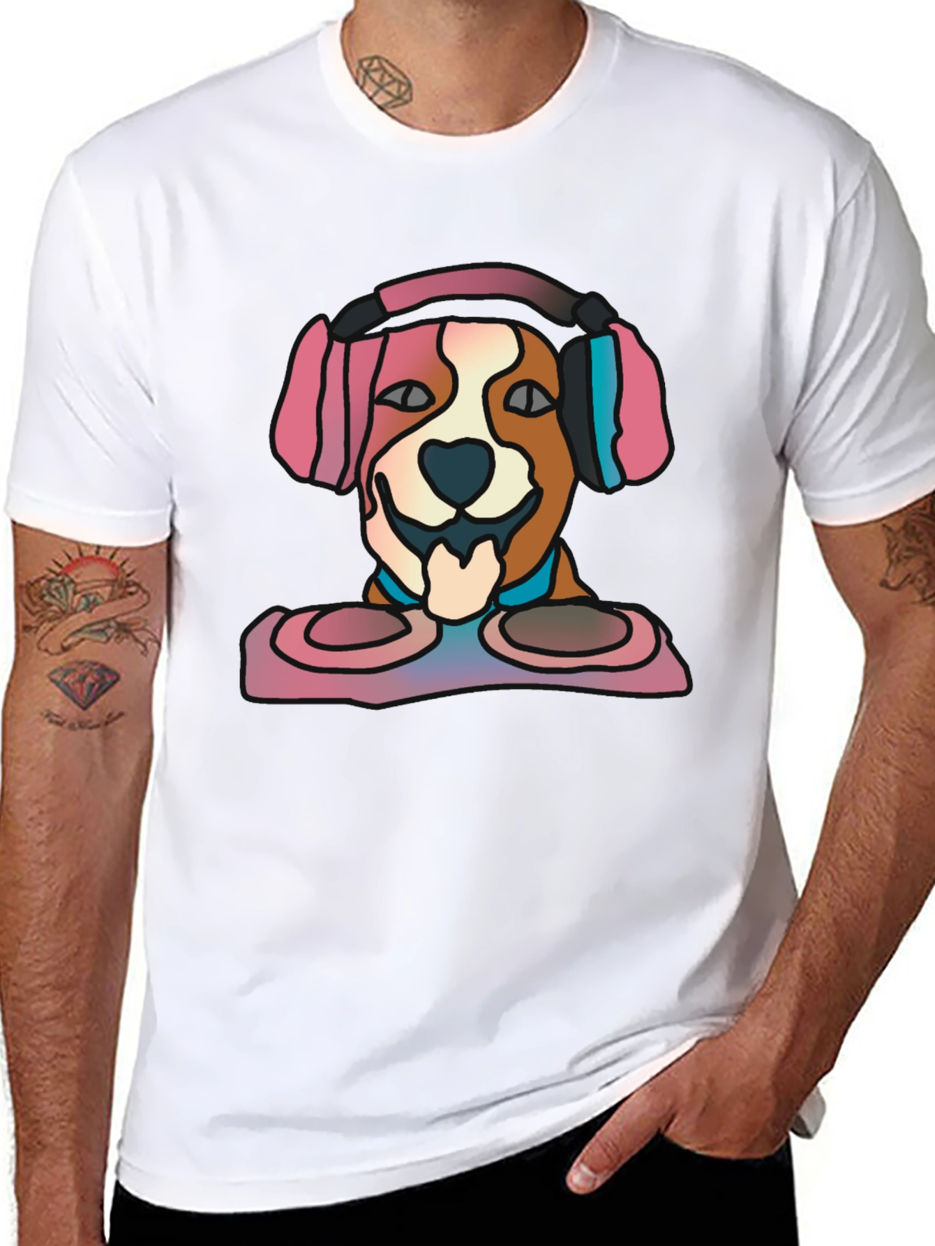 DJ Dog Graphic Tee - Stylish Music Lovers T-Shirt