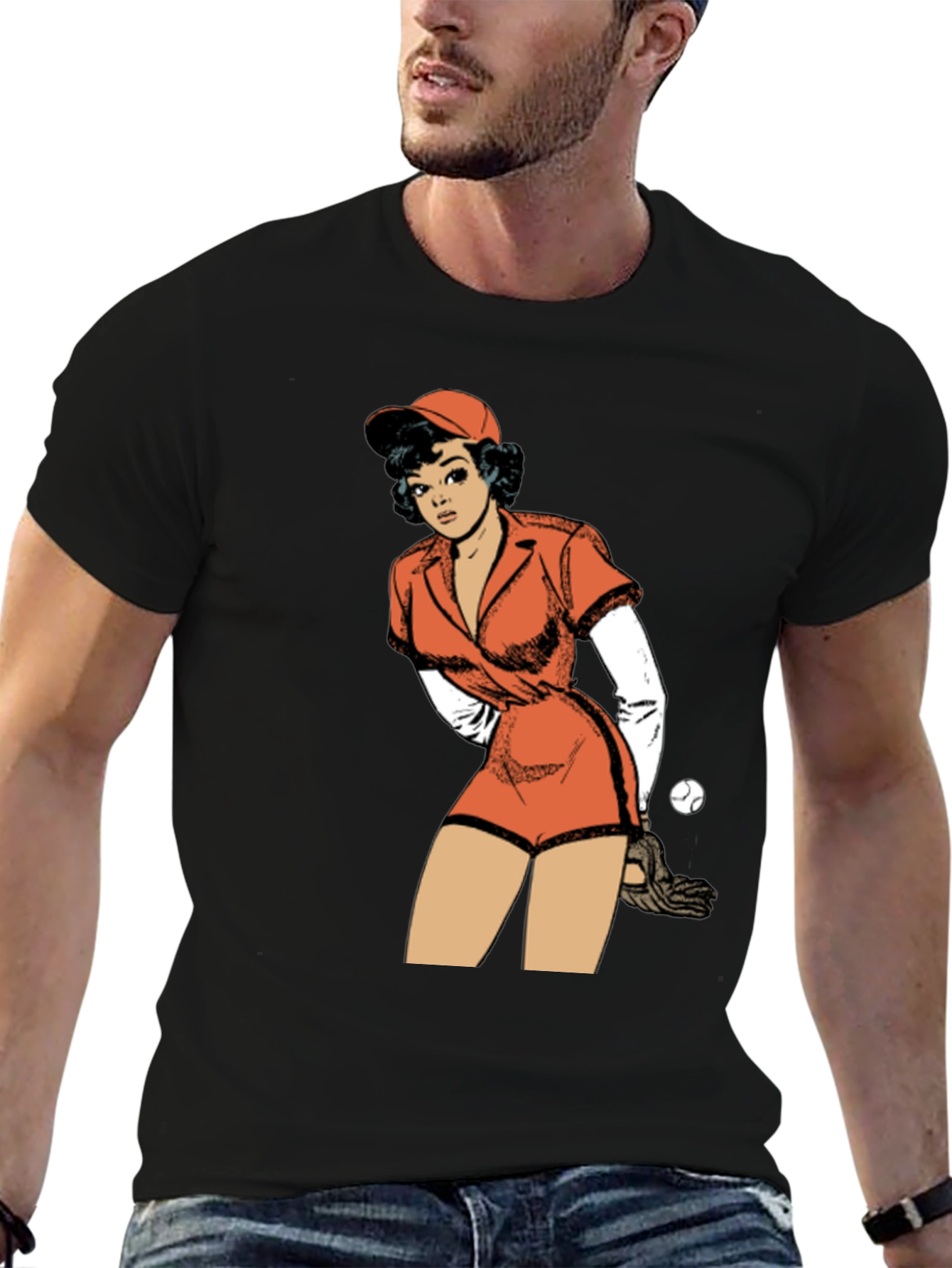 Retro Baseball Girl Graphic T-Shirt