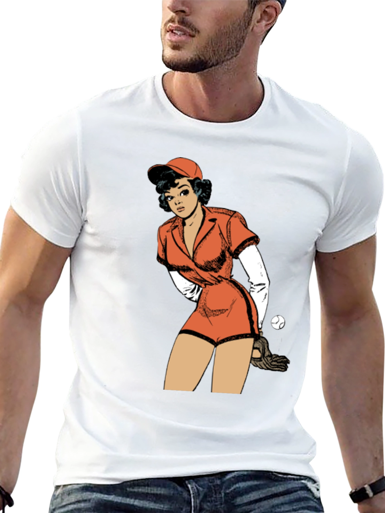 Retro Baseball Girl Graphic T-Shirt