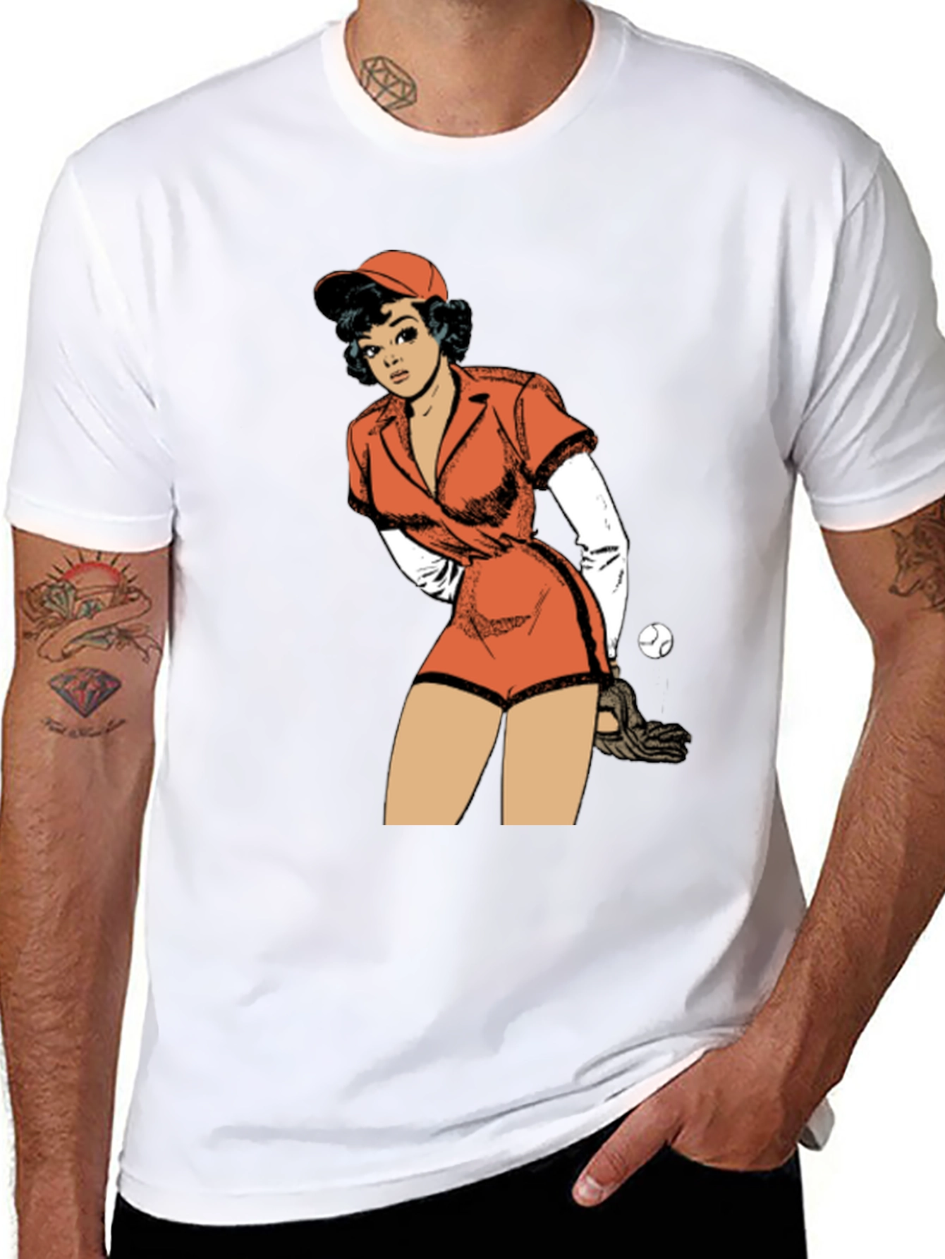 Retro Baseball Girl Graphic T-Shirt