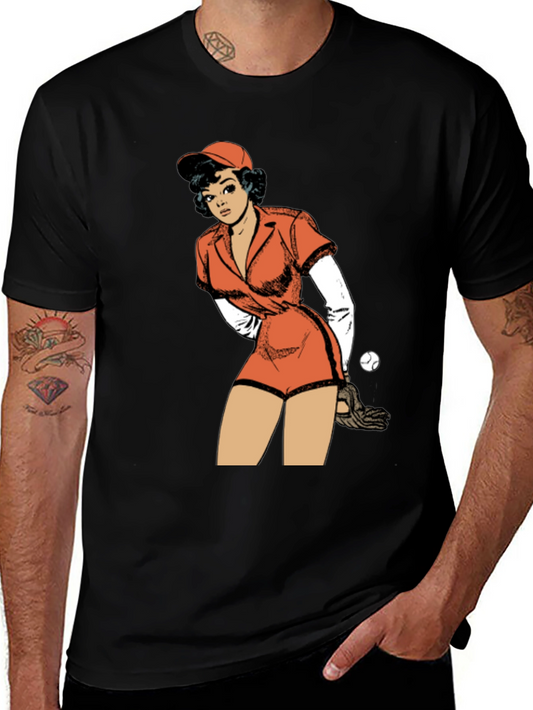 Retro Baseball Girl Graphic T-Shirt