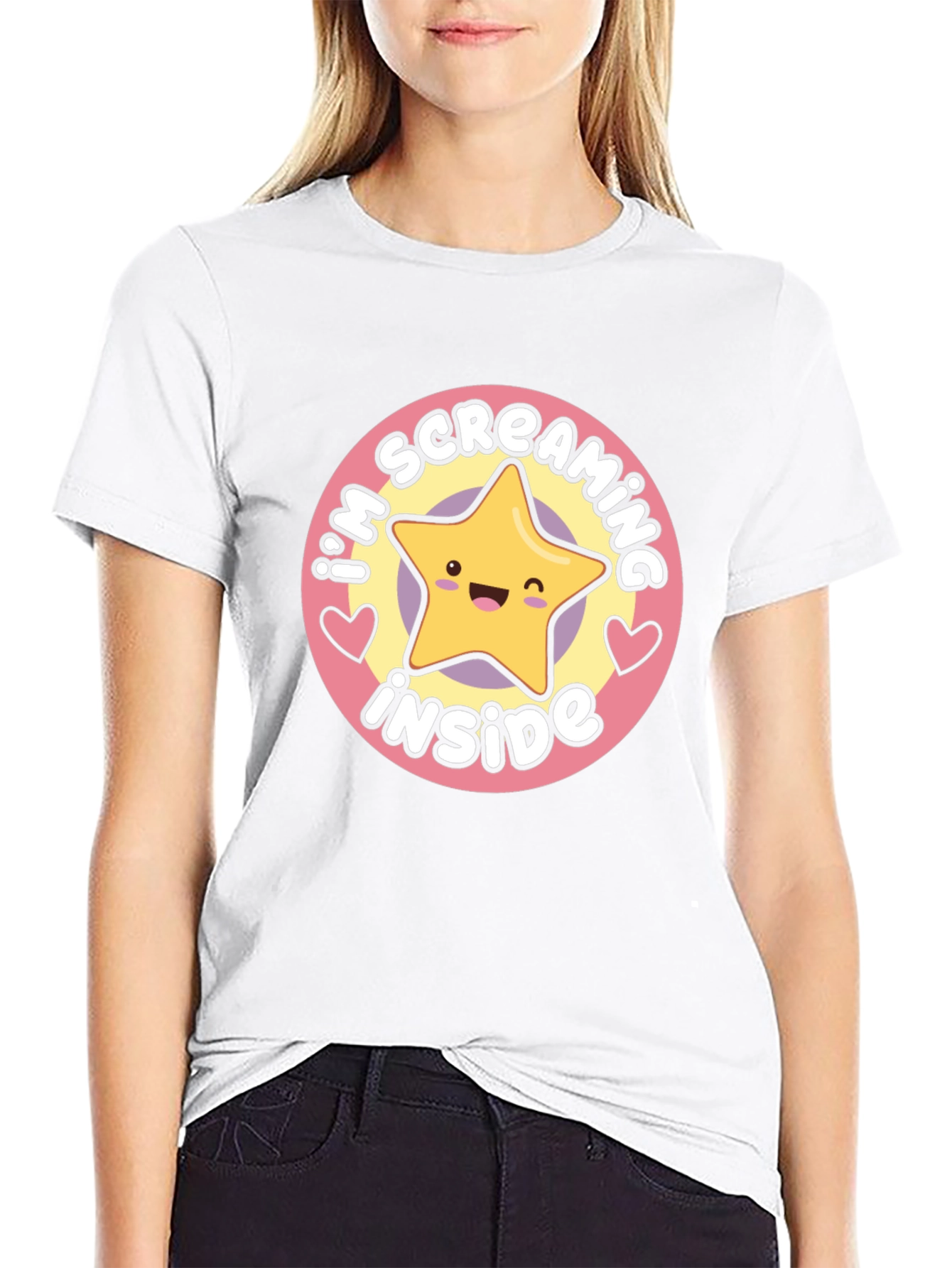 Screaming Inside Star Graphic Black T-Shirt