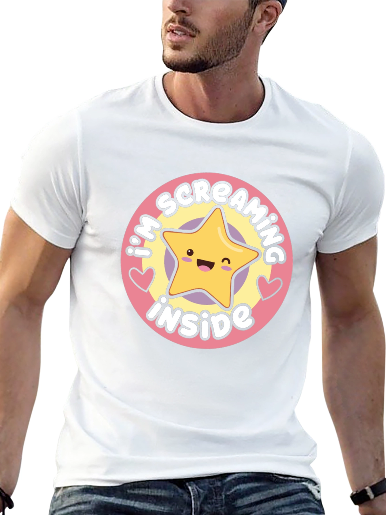 Screaming Inside Star Graphic Black T-Shirt