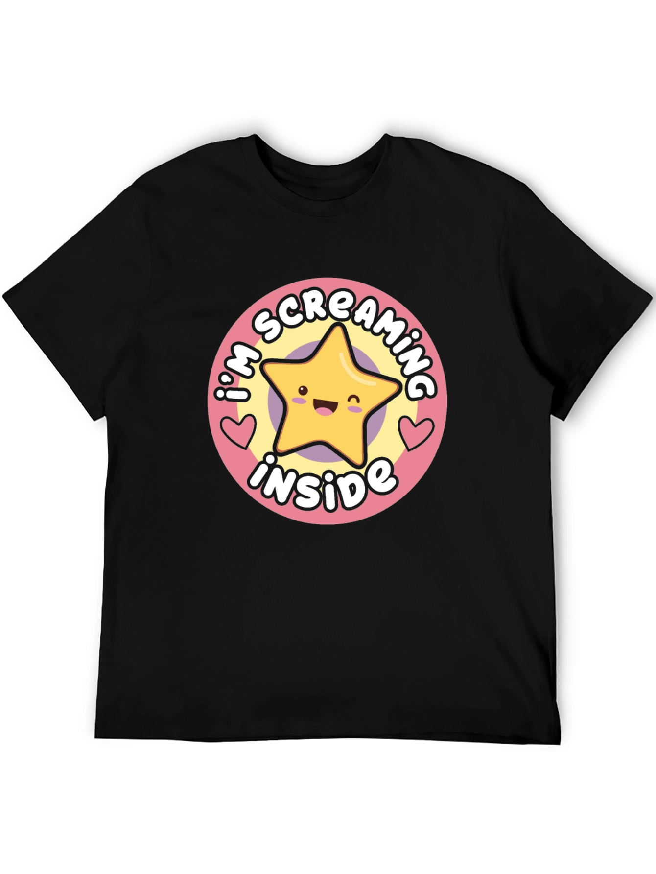 Screaming Inside Star Graphic Black T-Shirt