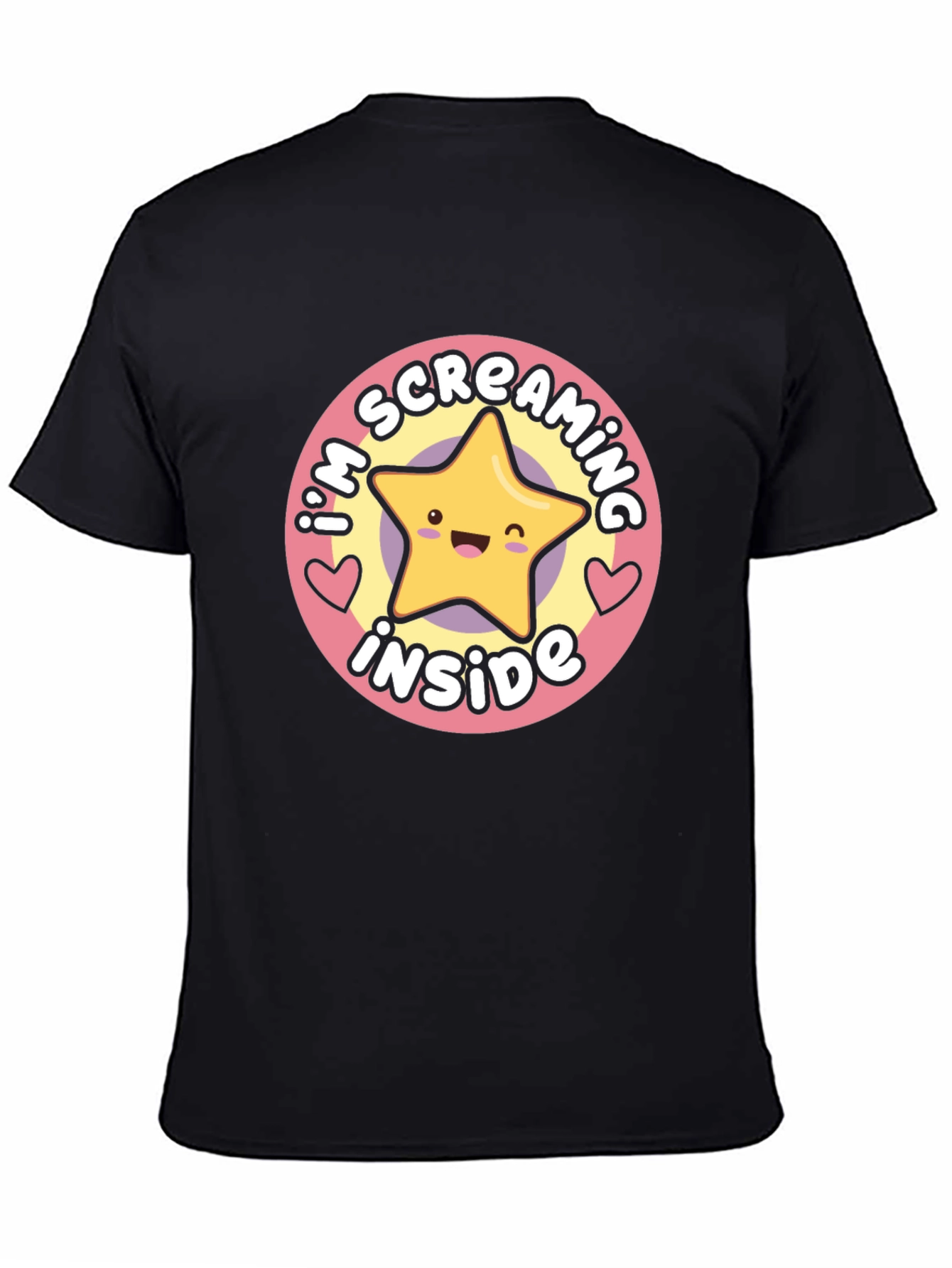 Screaming Inside Star Graphic Black T-Shirt
