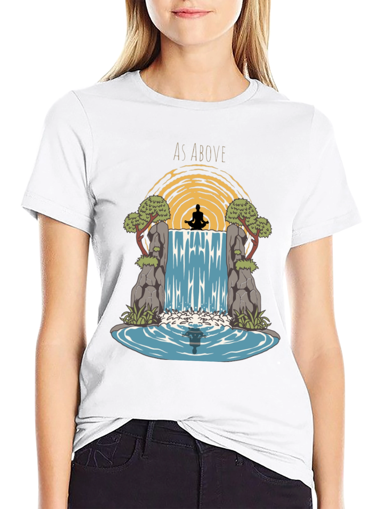 As Above Graphic Print T-Shirt - Zen Meditation Design